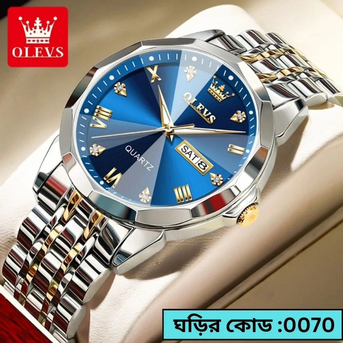 OLEVS MODEL 9931 Watch for Men Stainless Steel  Watches - 9941 TOTON AR DIAL BLUE- MAN  WATCH