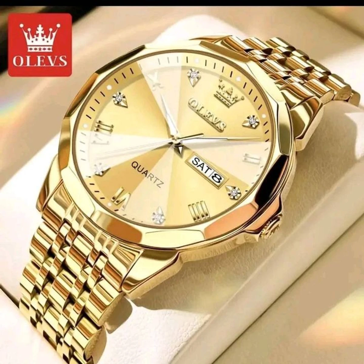 OLEVS MODEL 9931 Watch for Men Stainless Steel Watches - 9941 FULL GOLDEN- MAN WATCH - LOCK PUSH