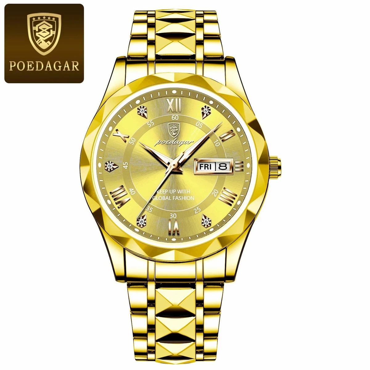 POEDAGAR WATCH  MODEL 615 FULL GOLDEN COOLER WATCH FOR MAN