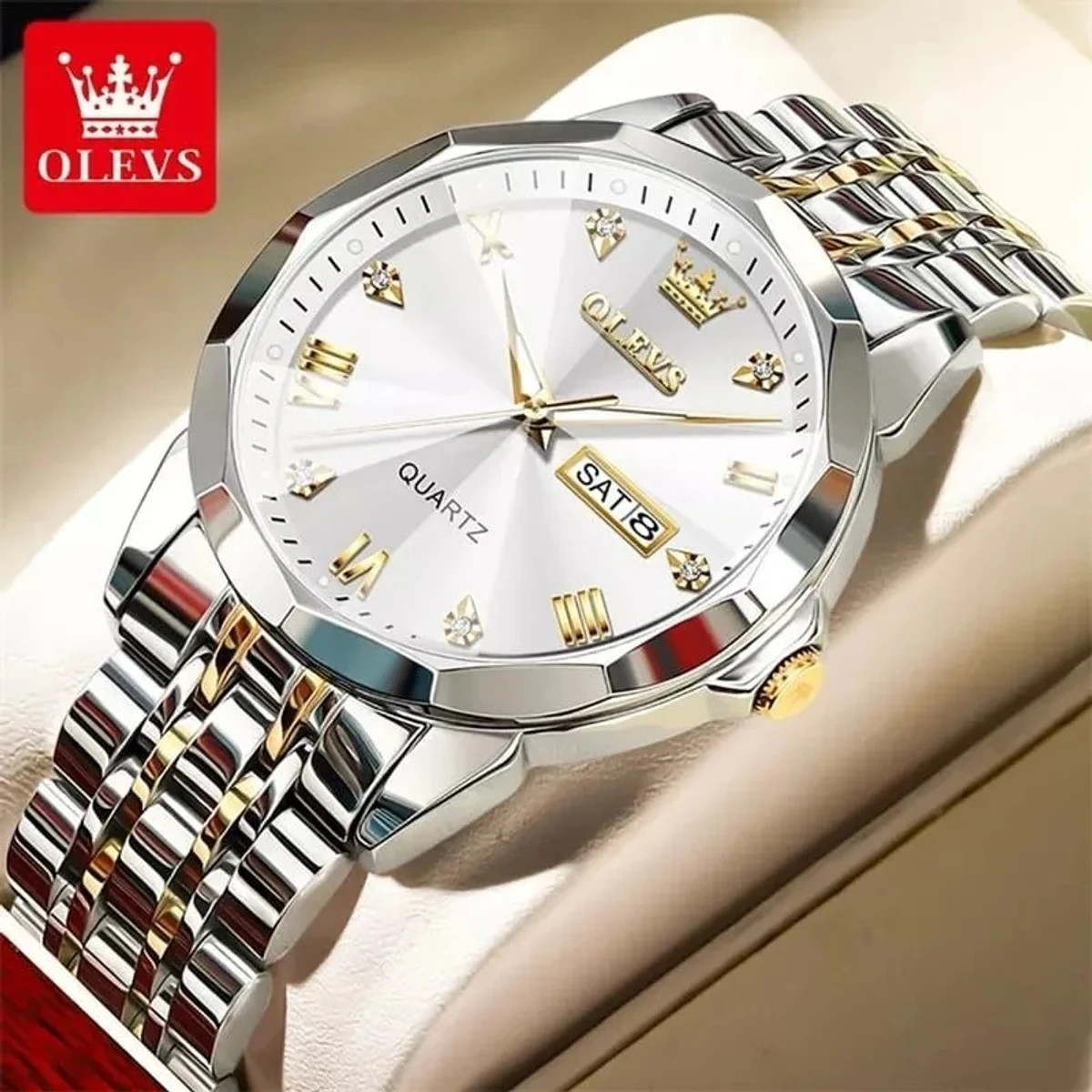 OLEVS MODEL 9931 Watch for Men Stainless Steel Watches - 9941 TOTON AR DIAL WHITE - MAN  WATCH