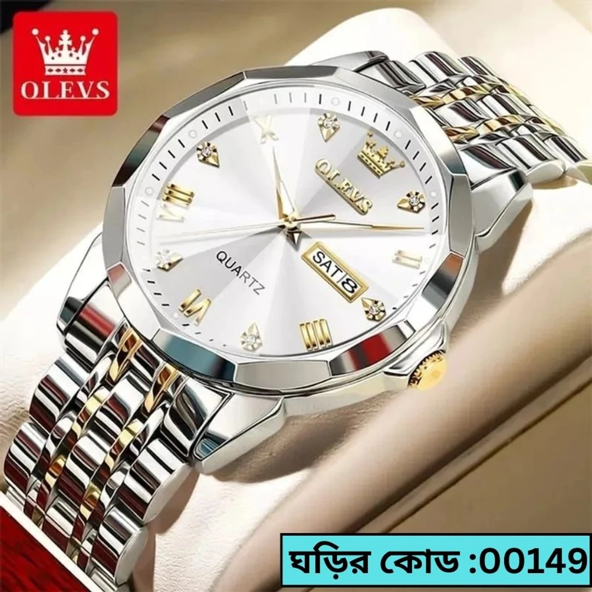 OLEVS MODEL 9931 Watch for Men Stainless Steel Watches - 9941 TOTON AR DIAL WHITE - MAN  WATCH