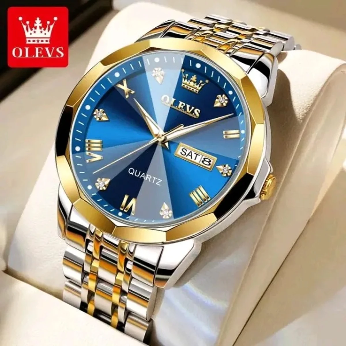 OLEVS MODEL 9931 Watch for Men Stainless Steel Watches - 9941 TOTON AR DIAL  BLUE ROUND GOLDEN - - MAN  WATCH