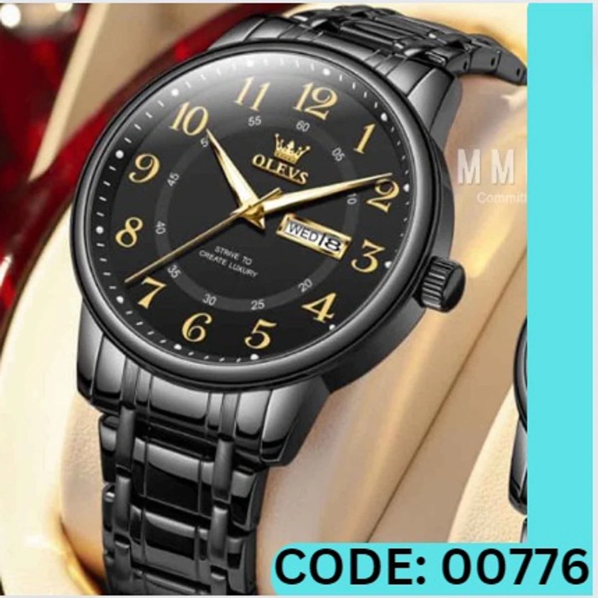 OLEVS MODEL 2891 Watch for Men Stainless Steel Watches - 2891 FULL  BLACK  COOLER - MAN WATCH
