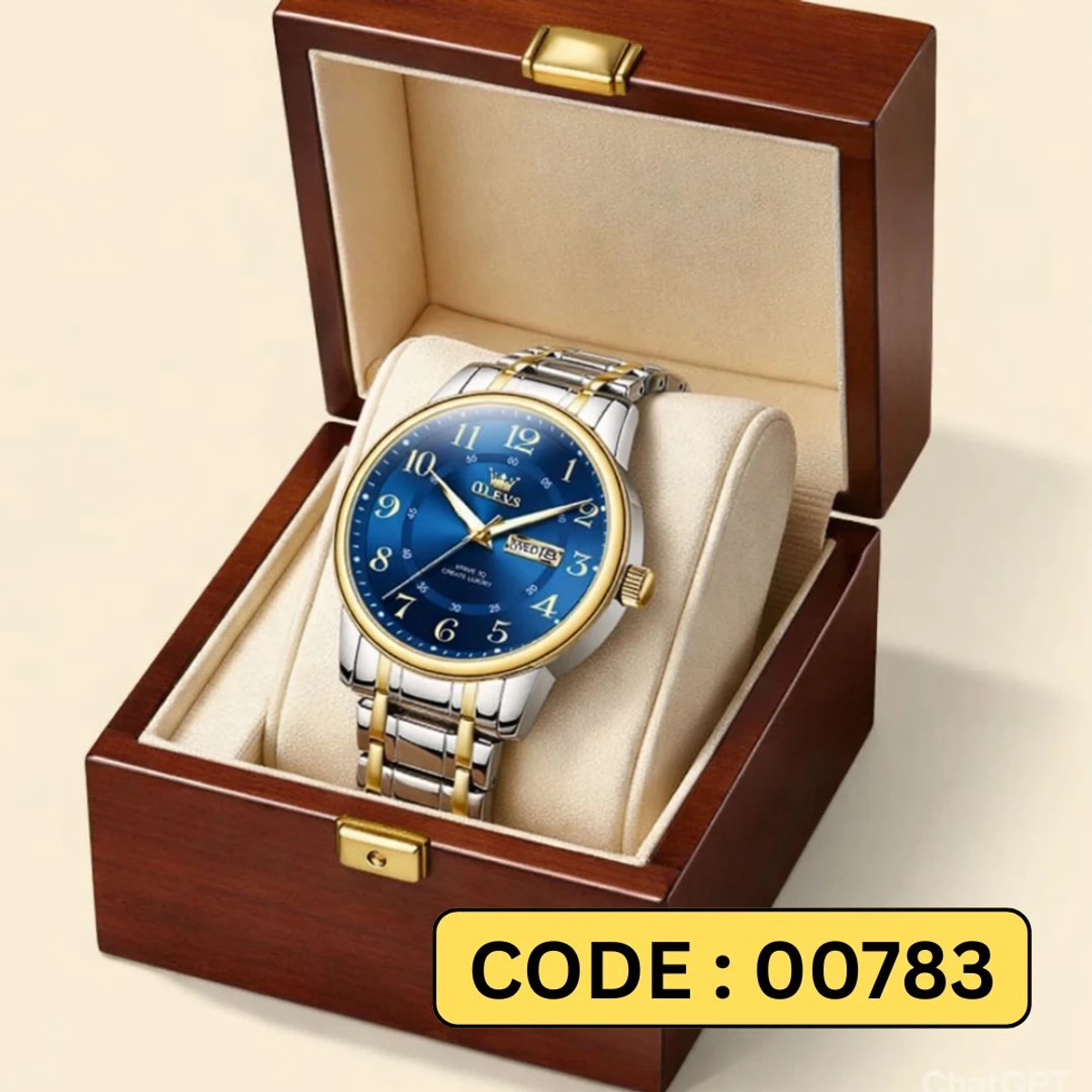 OLEVS MODEL 2891 Watch for Men Stainless Steel Watches - 2891 TOTON AR DIAL BLUE COOLER - MAN WATCH