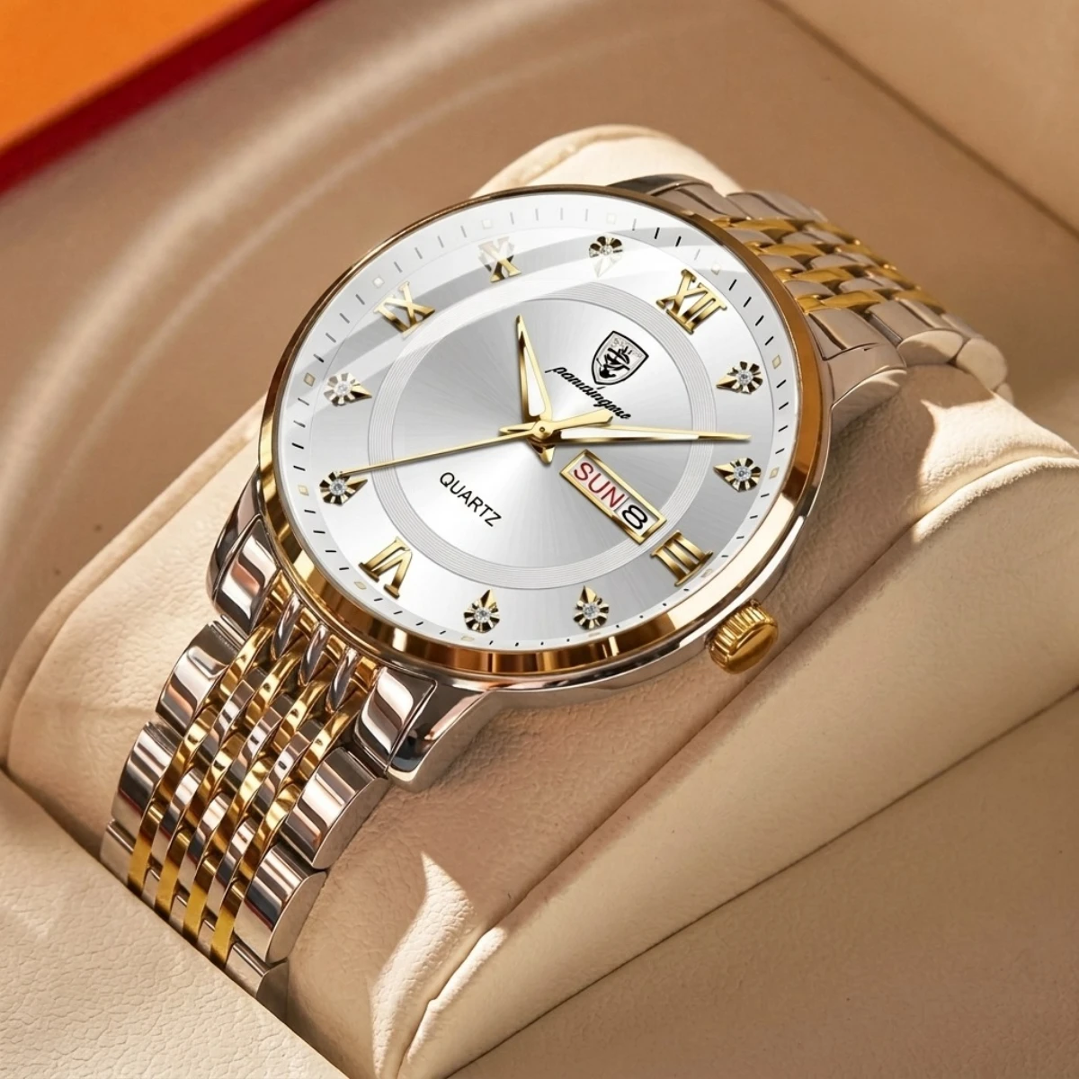 POEDAGAR MODEL 836 TOTON AR DIAL WHITE COOLER WATCH FOR MAN + এক পিস ব্যাটারি ফ্রি।