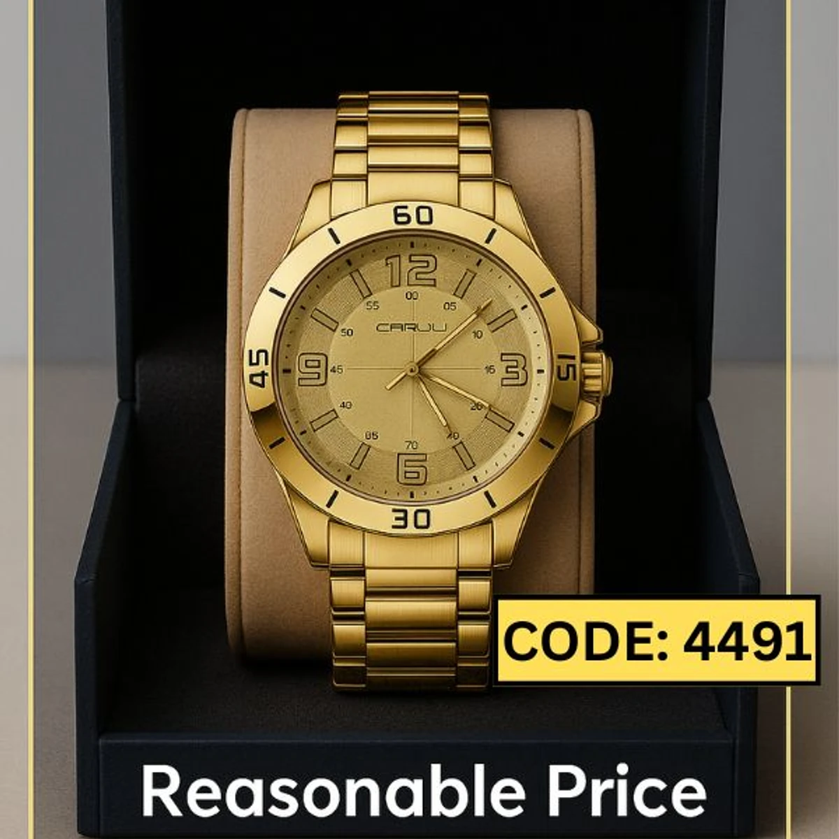 CRRJU MODEL 5003 Man’s Premium Quality Watch Full Golden  Cooler Man Watch + এক পিস ব্যাটারি ফ্রি।
