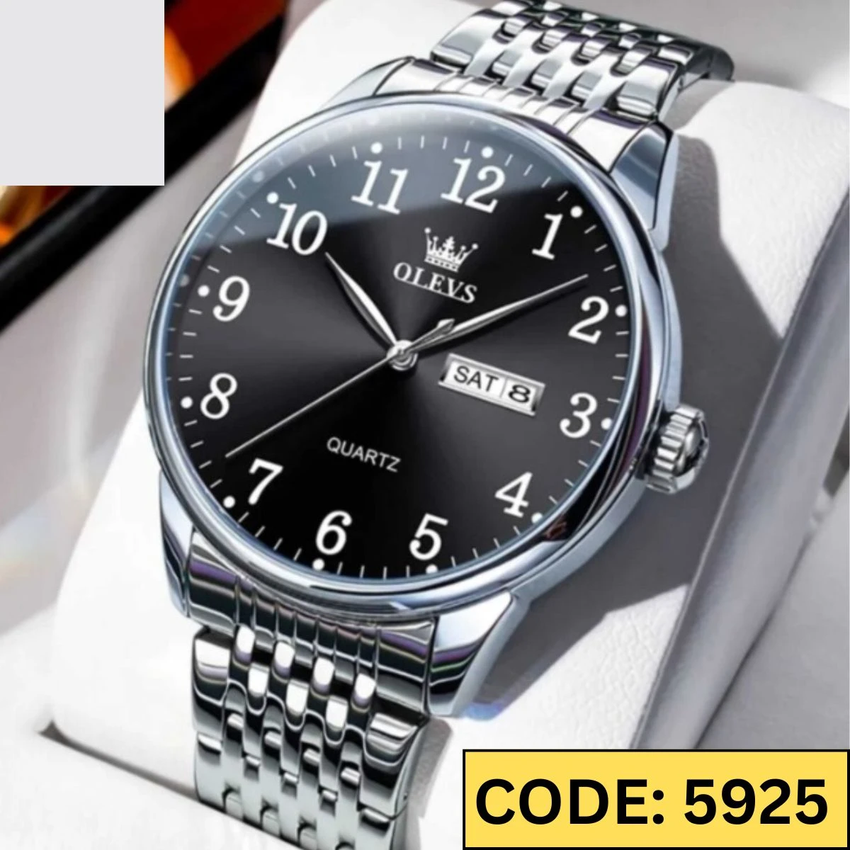 Olevs Watch Model 5535 chain Silver Dial Black Colour Watch for man