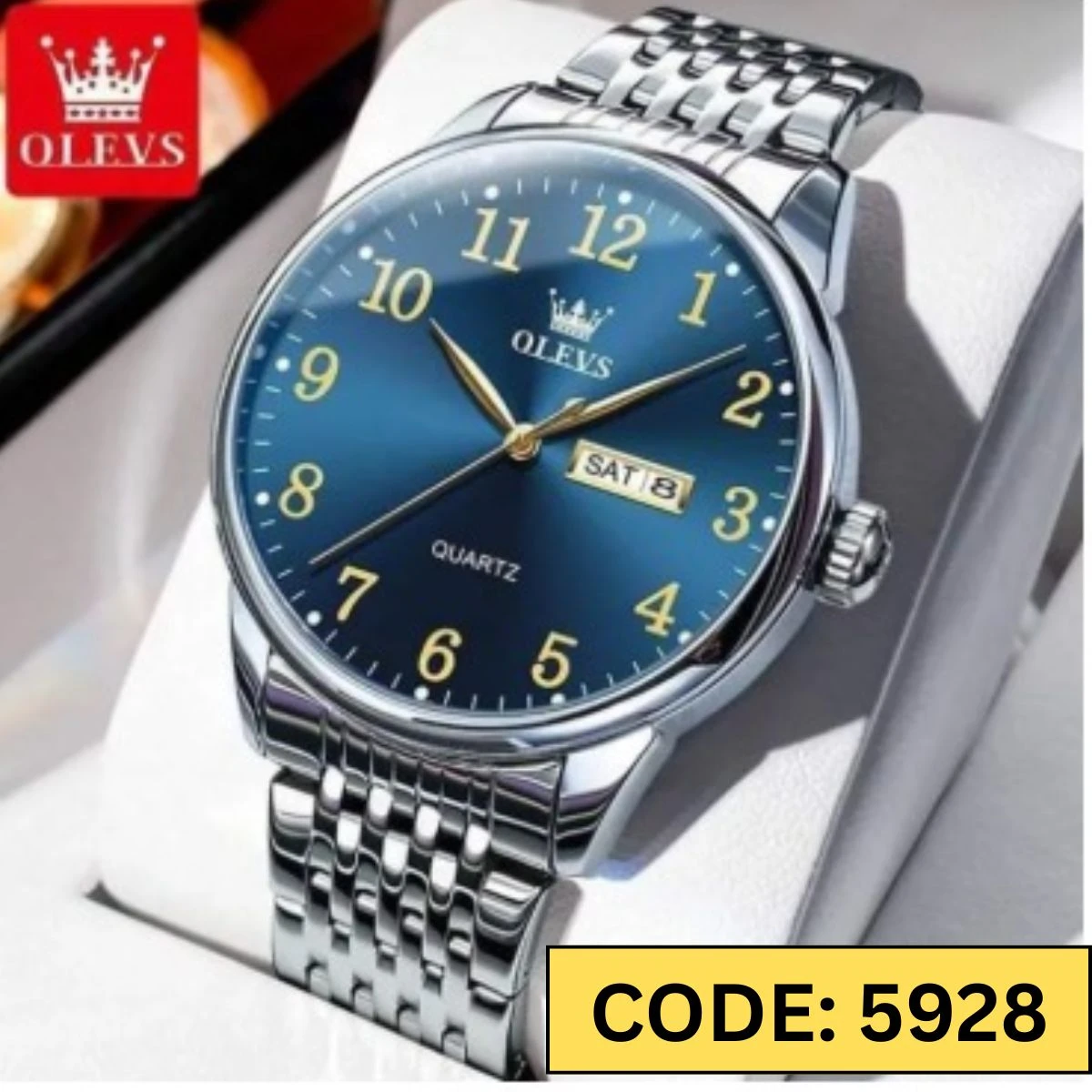Olevs Watch Model 5535 chain Silver Dial Blue Colour Watch for man