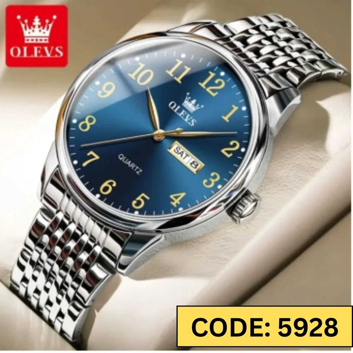 Olevs Watch Model 5535 chain Silver Dial Blue Colour Watch for man