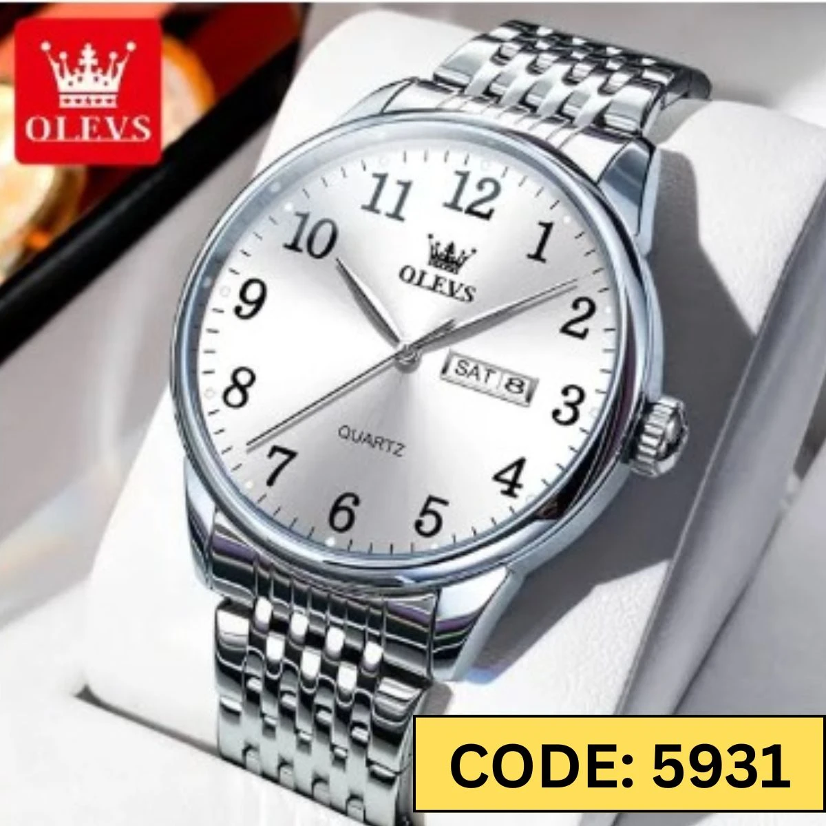 Olevs Watch Model 5535 Full Silver Watch for man