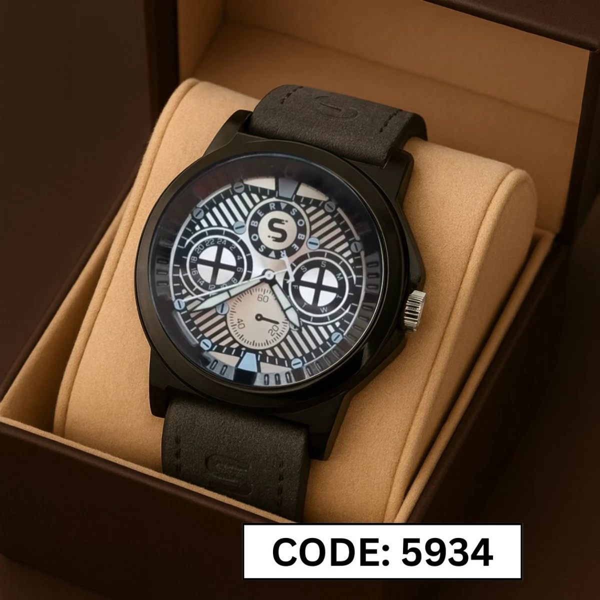 Sober Watch Model 990 Premium Watch  Belt Ash Dial White Colour Watch For Man