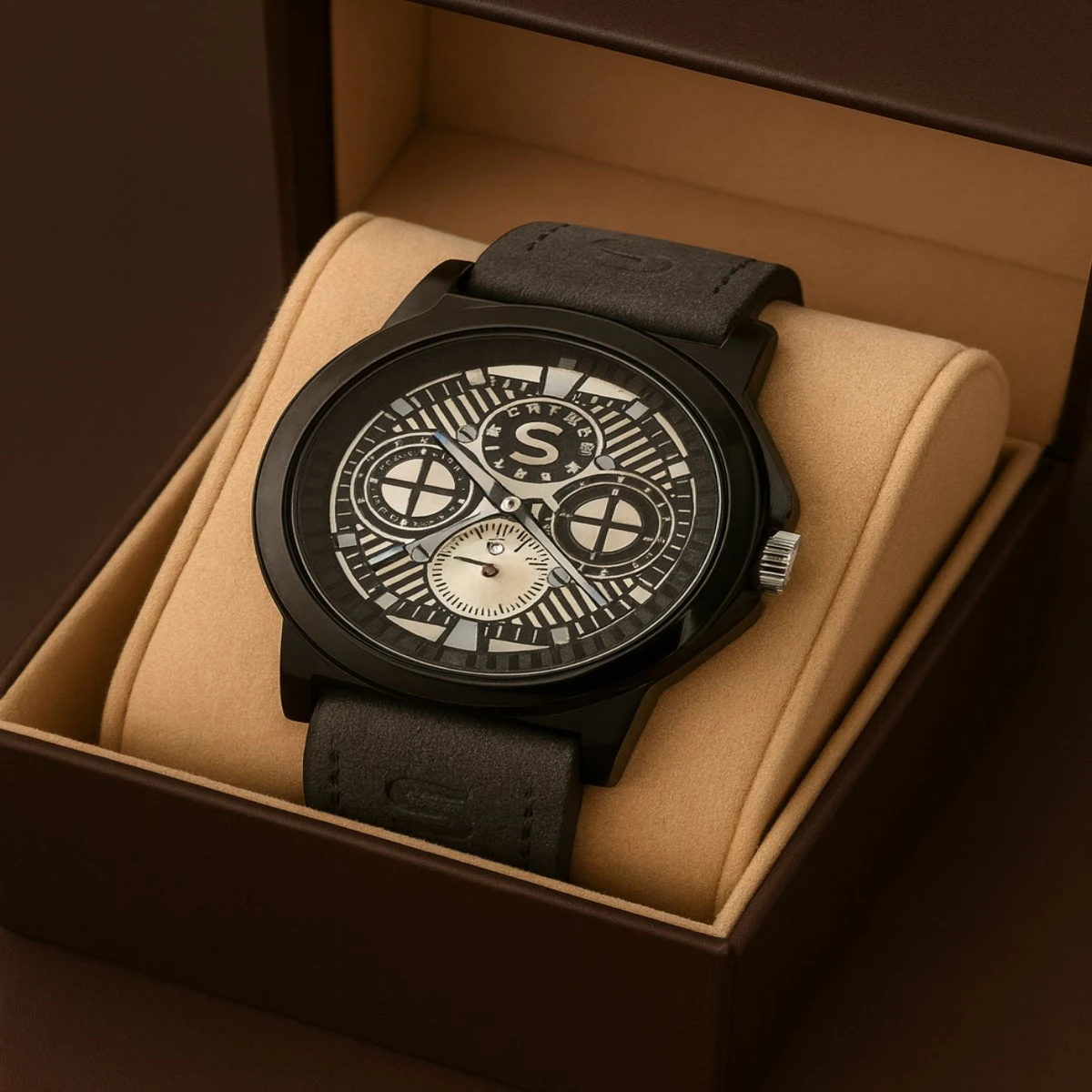 Sober Watch Model 990 Premium Watch  Belt Ash Dial White Colour Watch For Man