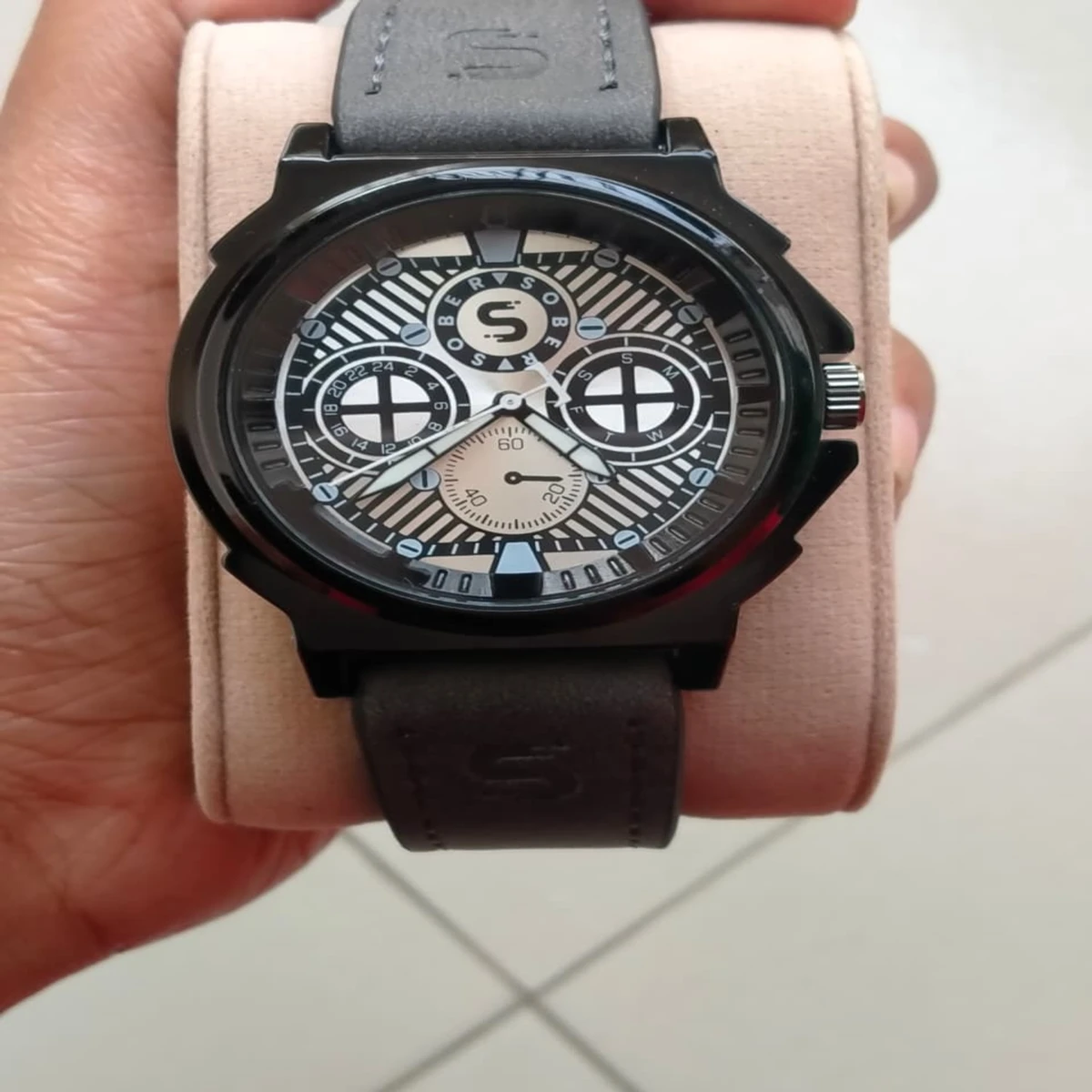 Sober Watch Model 990 Premium Watch  Belt Ash Dial White Colour Watch For Man