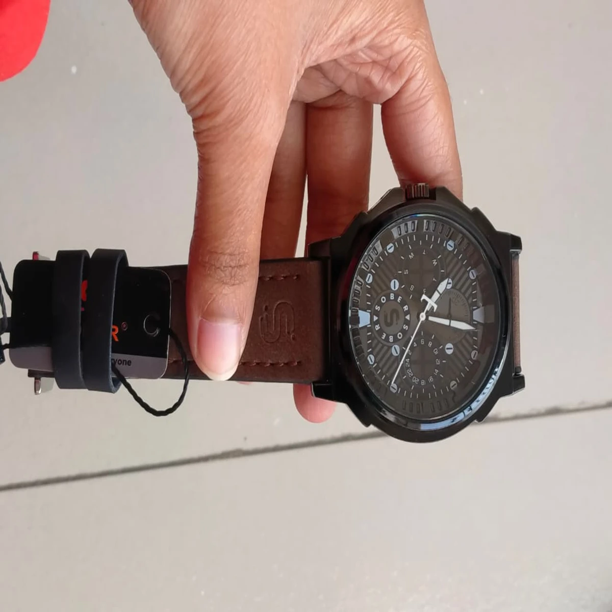 Sober Watch Model 990 Premium Watch Belt Coffee Dial Black Colour Watch For Man