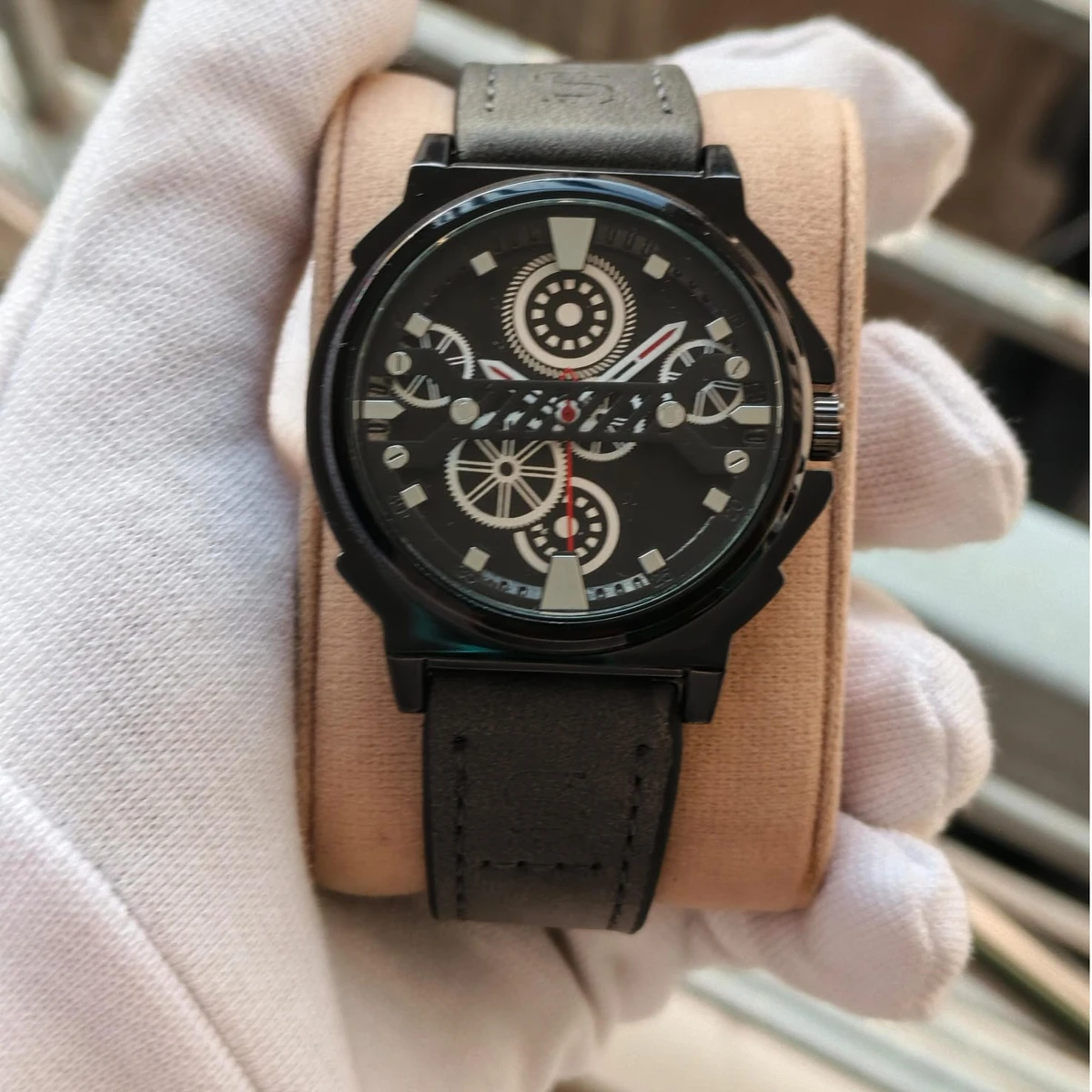 Sober Watch Model 980 Premium Watch Belt Ash Dial Black Colour Watch For Man