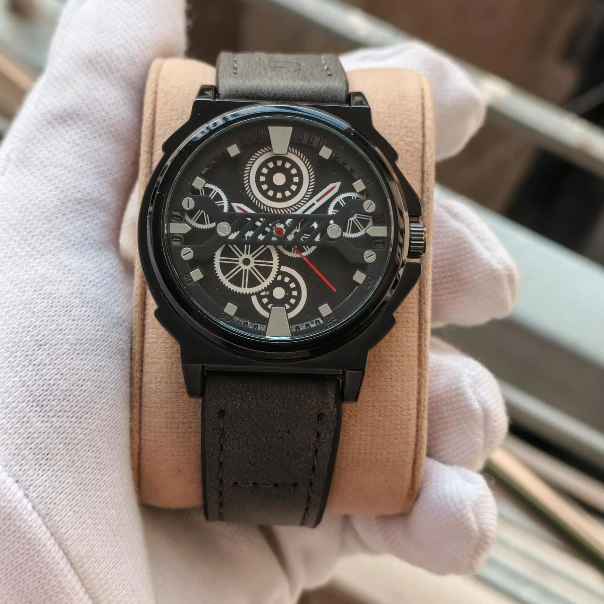 Sober Watch Model 980 Premium Watch Belt Ash Dial Black Colour Watch For Man