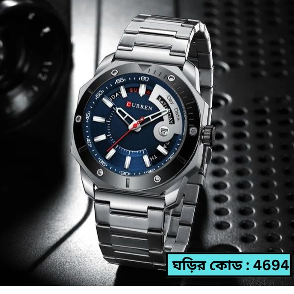 CURREN WATCH MODEL  8344  SILVER  CHAIN DIAL  BLUE FOR MAN