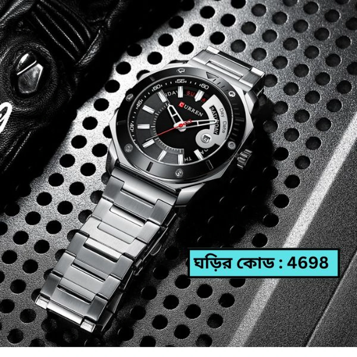 CURREN WATCH MODEL 8344 SILVER CHAIN DIAL BLACK  FOR MAN
