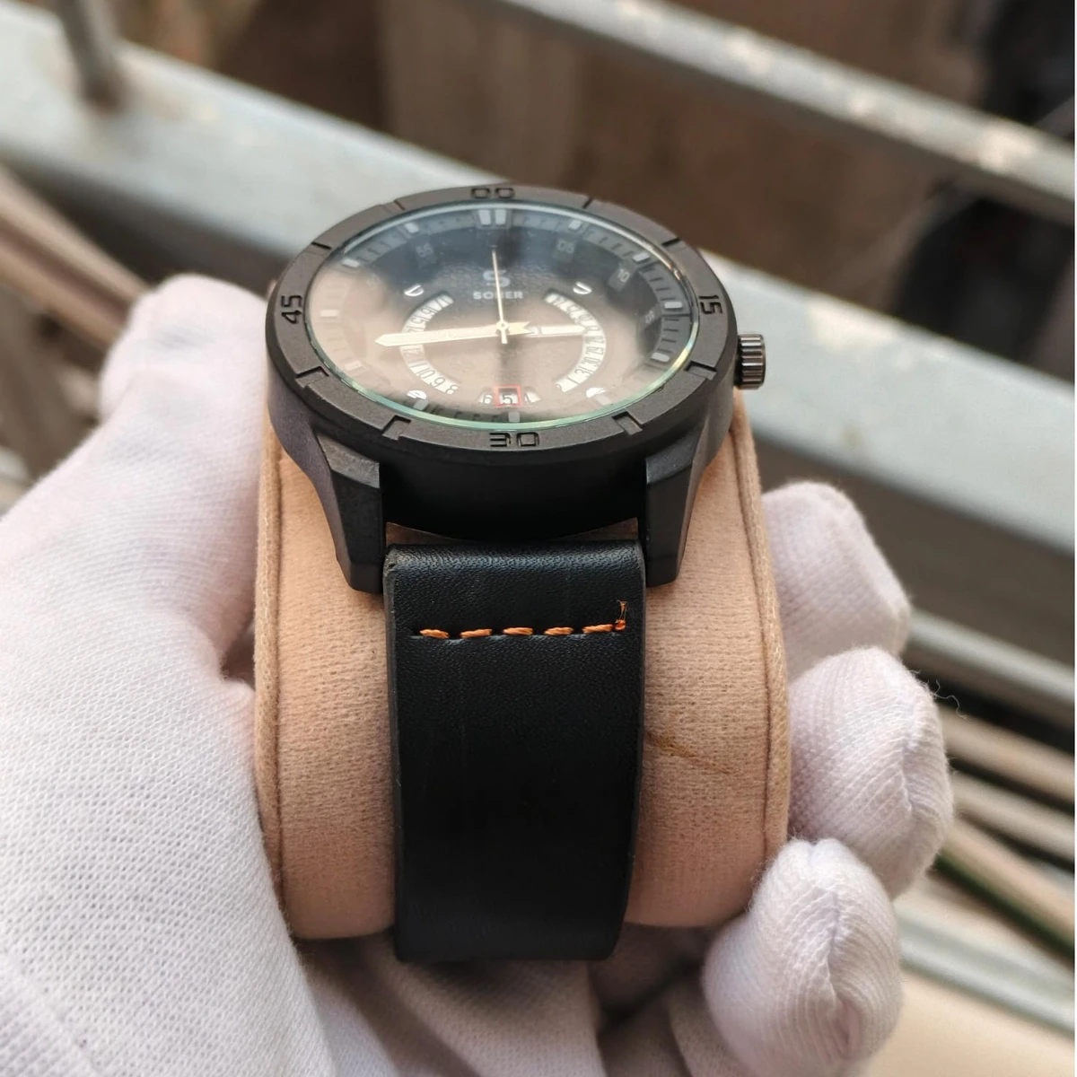 Sober Watch Model 995 Premium Watch Belt Blue Dial Black Colour Watch For Man