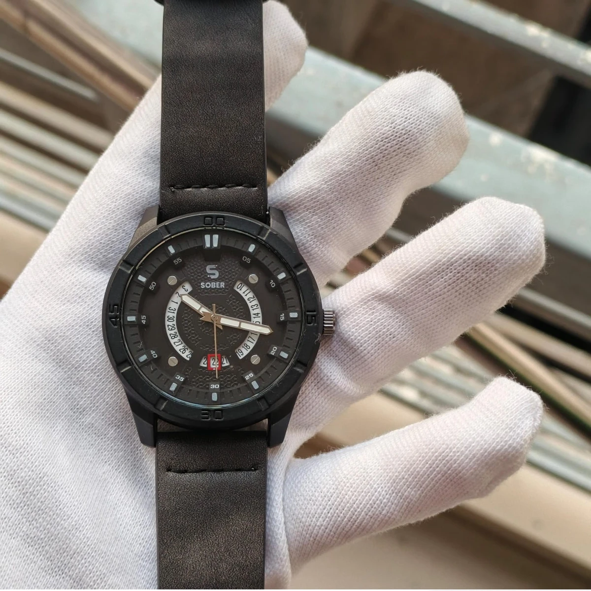 Sober Watch Model 995 Premium Watch Belt Ash Dial Black Colour Watch For Man