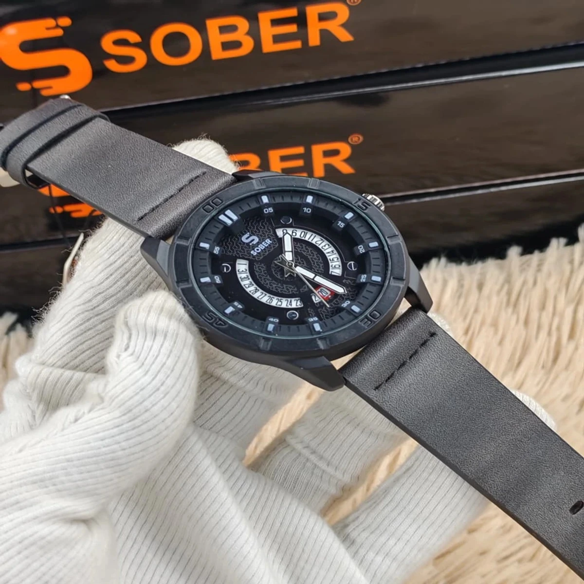 Sober Watch Model 995 Premium Watch Belt Ash Dial Black Colour Watch For Man