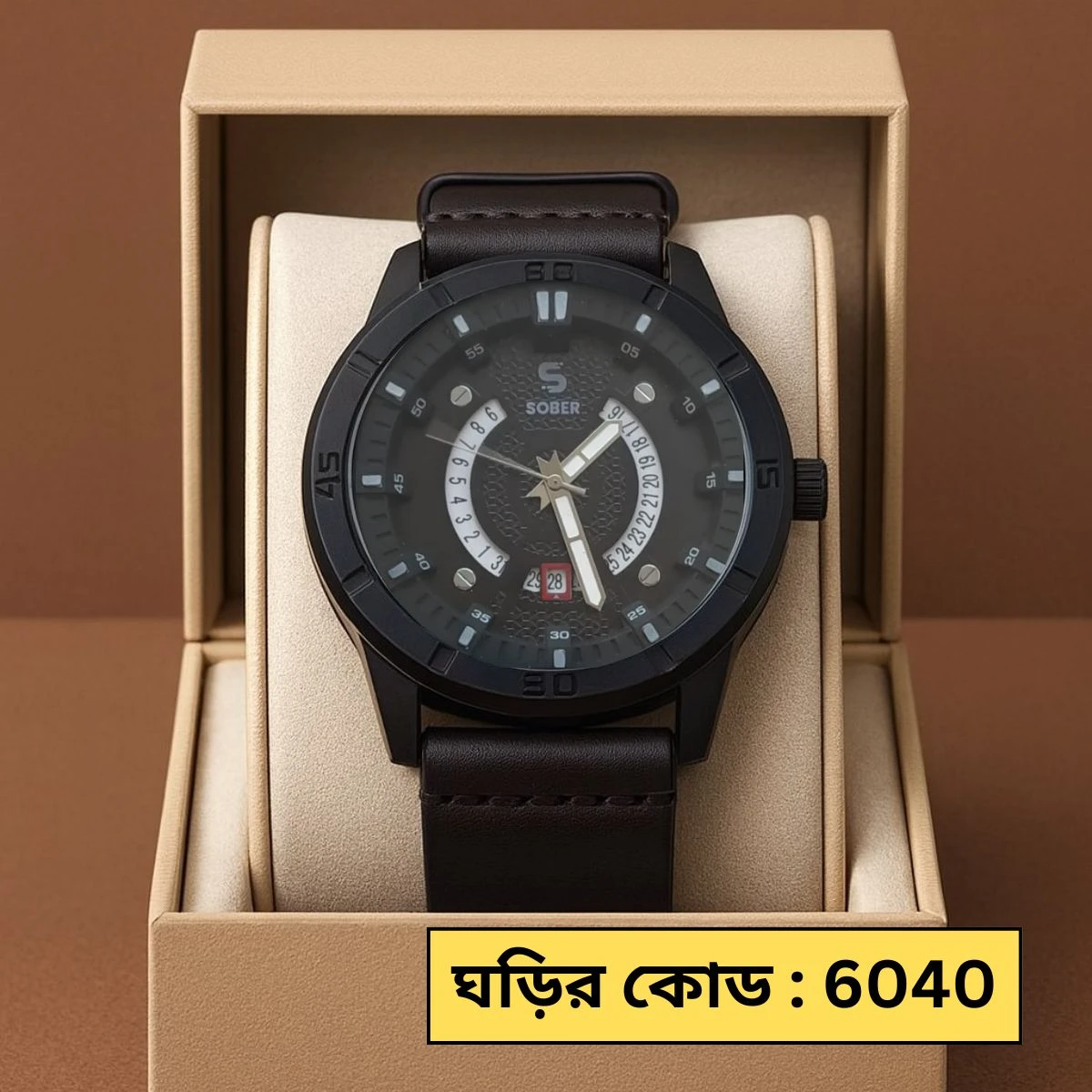 Sober Watch Model 995 Premium Watch Belt Ash Dial Black Colour Watch For Man