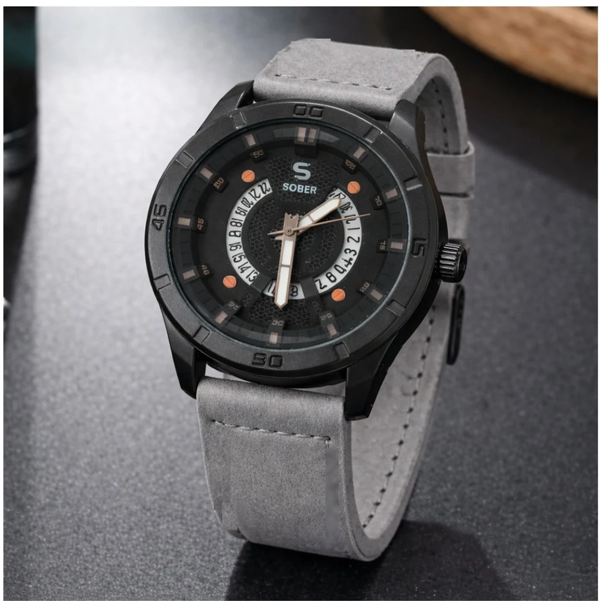 Sober Watch Model 995 Premium Watch Belt Ash Dial Black Colour Watch For Man