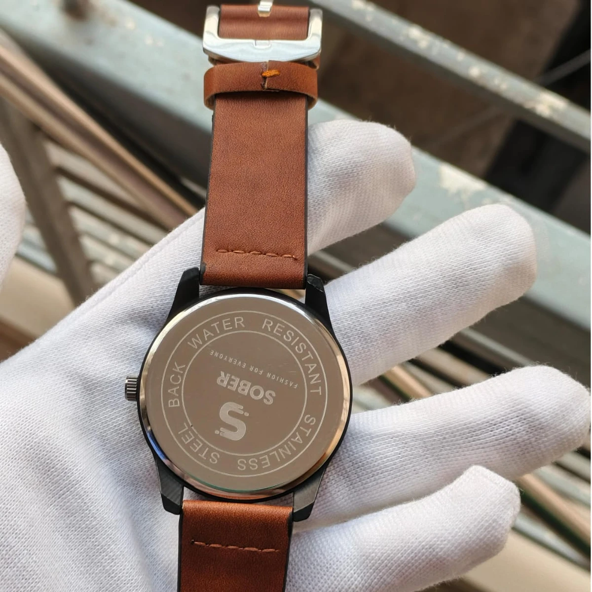 Sober Watch Model 995 Premium Watch Belt Brown Dial Black Colour Watch For Man