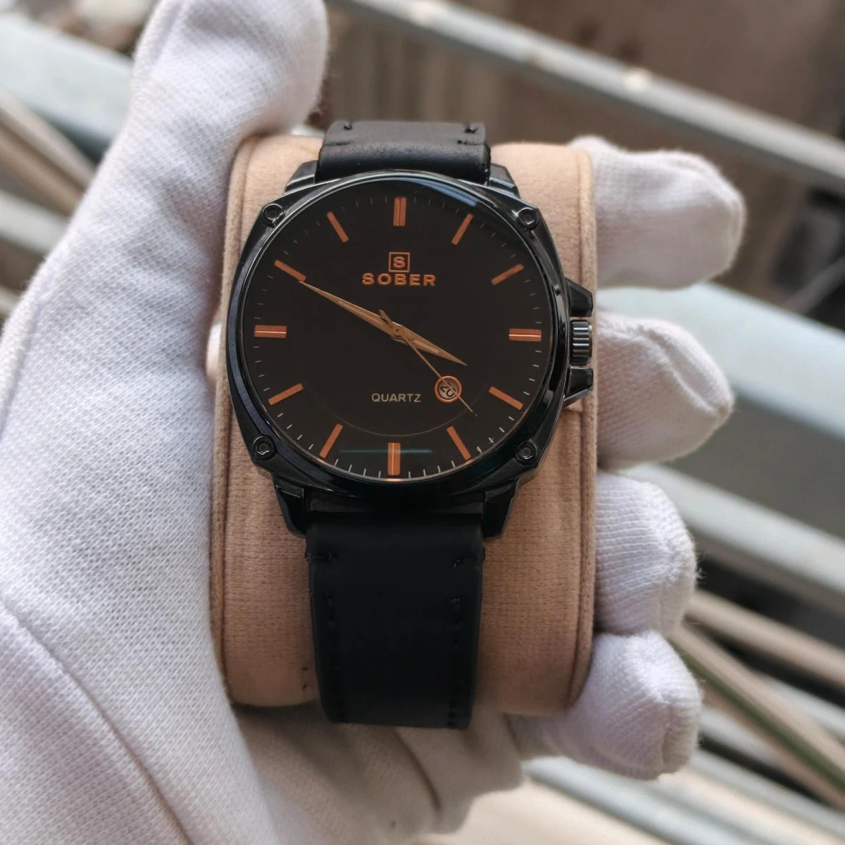 Sober Watch Model 985 Premium Watch Belt Black Dial Black Colour Watch For Man