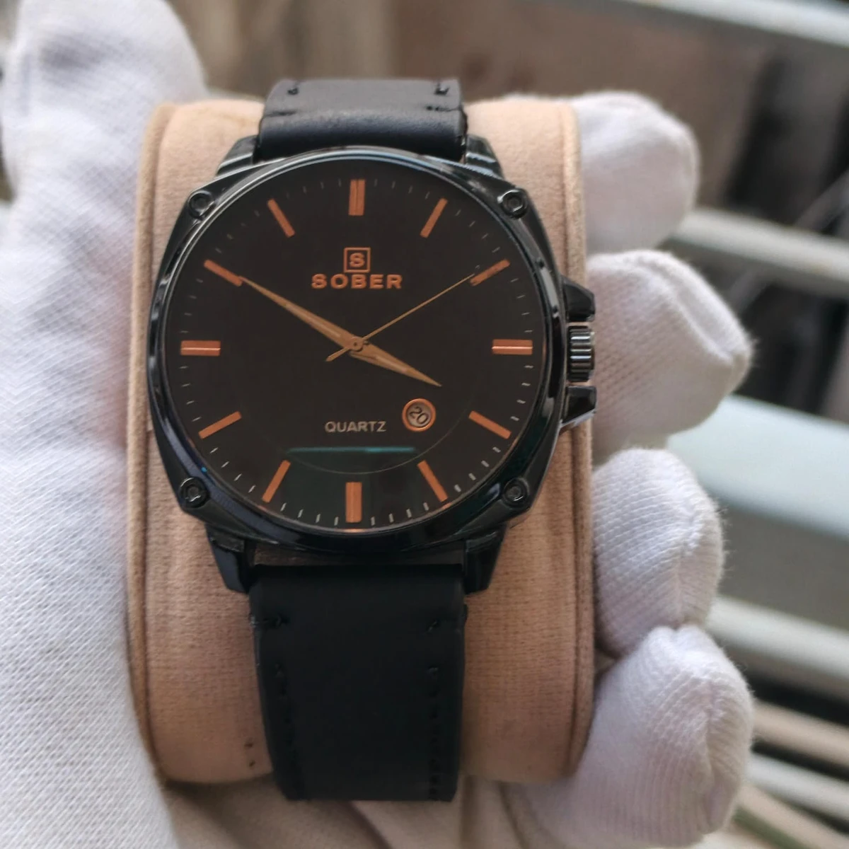 Sober Watch Model 985 Premium Watch Belt Black Dial Black Colour Watch For Man