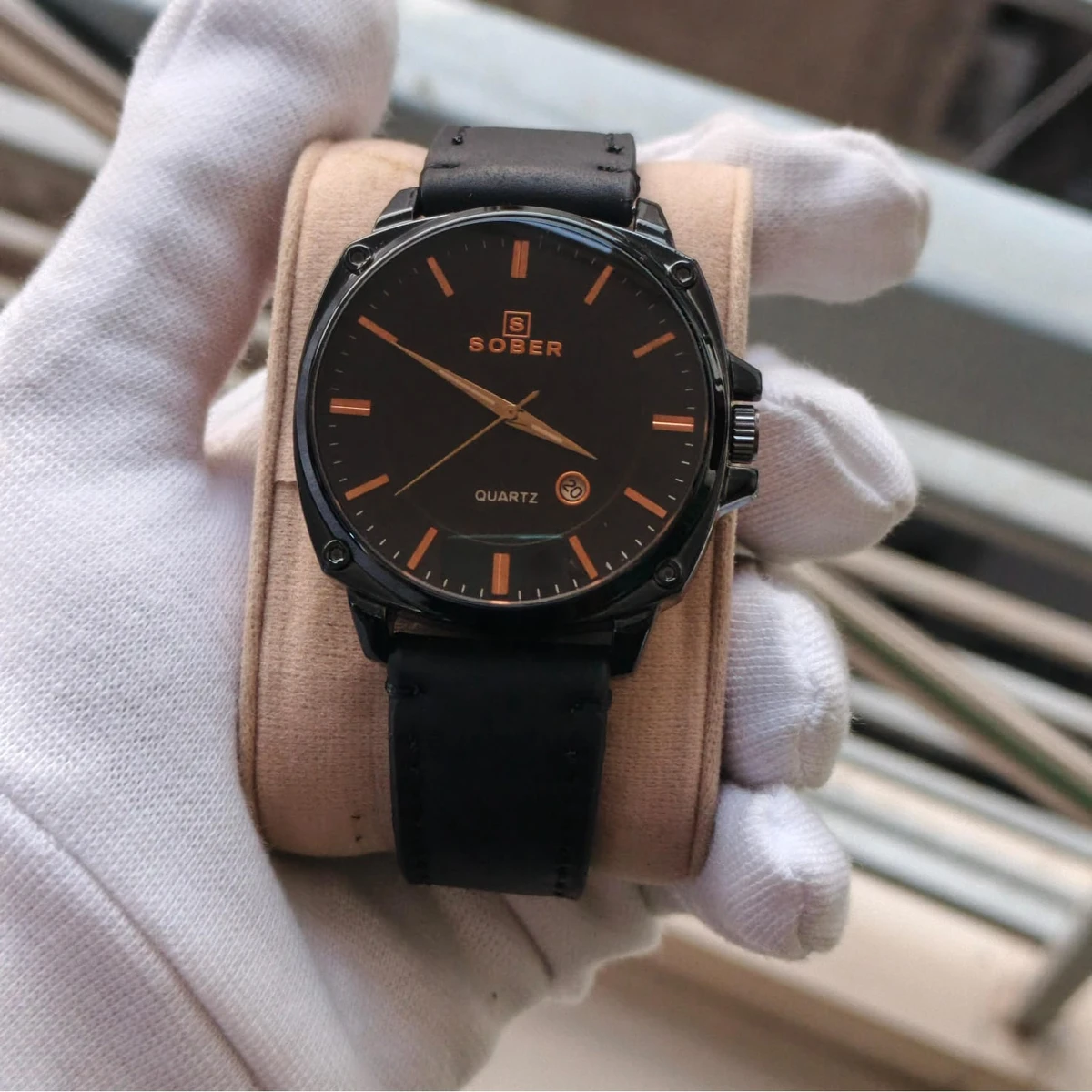 Sober Watch Model 985 Premium Watch Belt Black Dial Black Colour Watch For Man