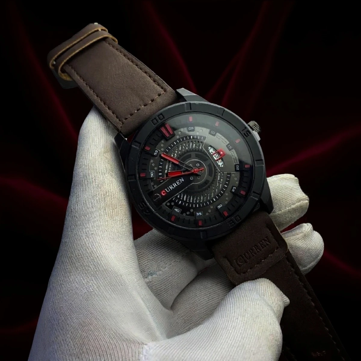 Curren Watch Model 8301 Belt Coffee Dial Black Colour Watch For Man