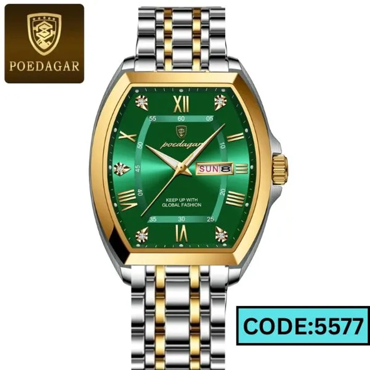 POEDAGAR WATCH MODEL 958 TOTON AR DIAL GREEN COLOUR WATCH FOR MAN