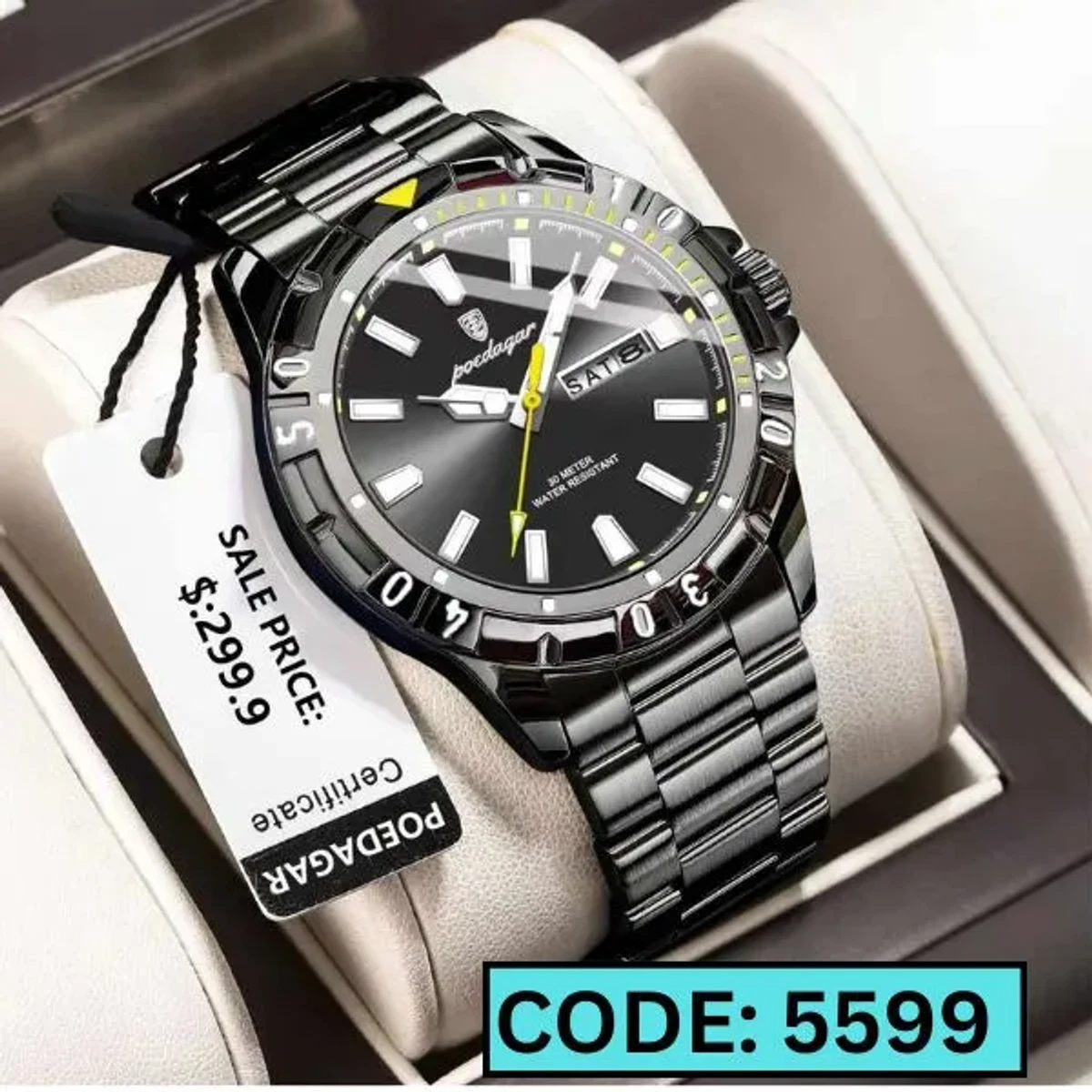 POEDAGAR WATCH MODEL 959 FULL BLACK COLOUR WATCH FOR MAN CODE - 5599