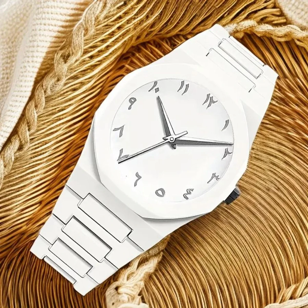Arabic Plastic Carbon Fiber body Watch Full White Colour Dial Arabic