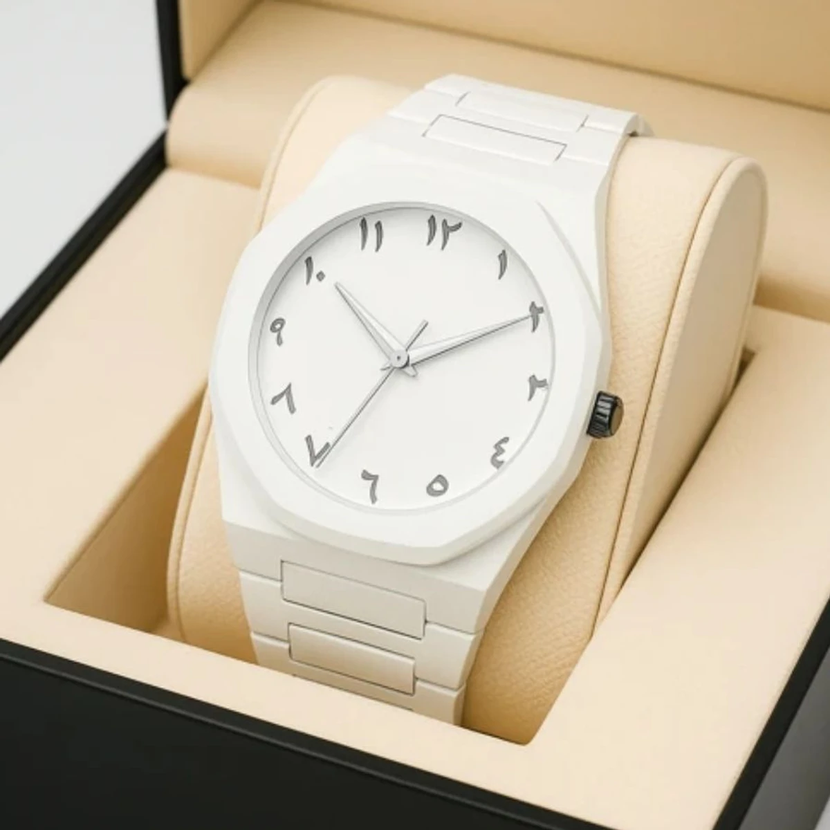Arabic Plastic Carbon Fiber body Watch Full White Colour Dial Arabic