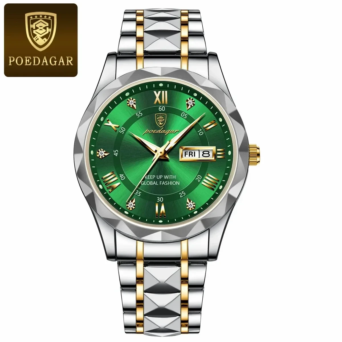 POEDAGAR MODEL 615 WATCH TOTON AR DIAL GREEN COLOUR WATCH FOR MAN + এক পিস ব্যাটারি ফ্রি।
