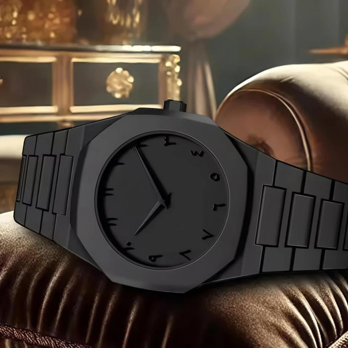 Arabic  Plastic Carbon Fiber body Watch Full Black Colour Dial Arabic