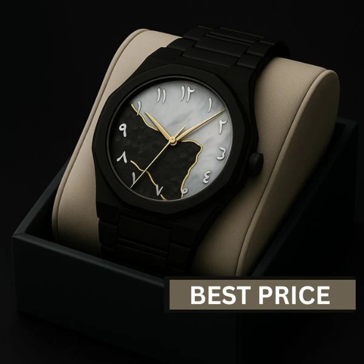 Arabic Plastic Carbon Fiber body Watch Dial Black or White Mix Colour Arabic Watch - এক পিস ব্যাটারি ফ্রি