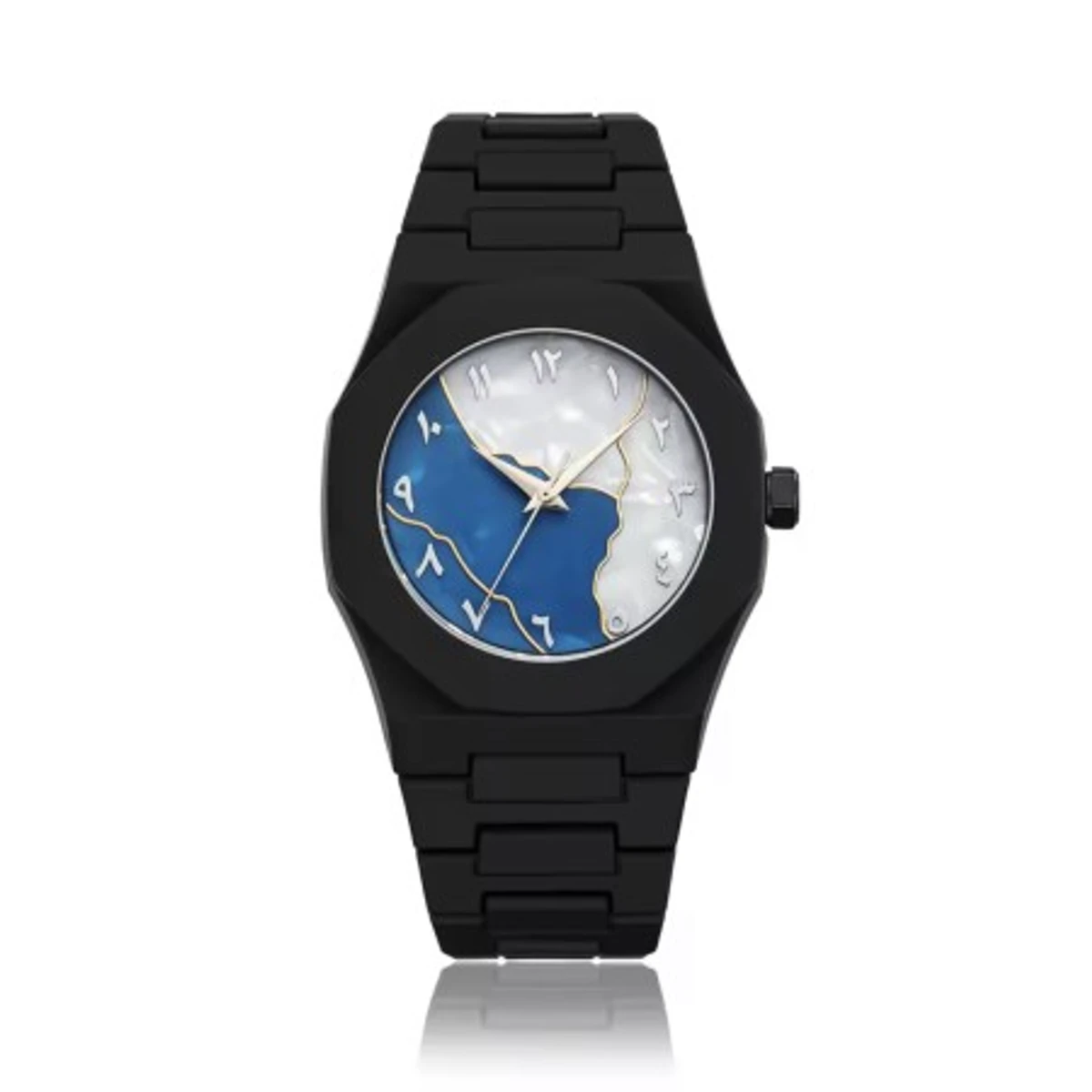 Arabic Plastic Carbon Fiber body Watch Dial Blue  or White Mix Colour Arabic Watch - এক পিস ব্যাটারি ফ্রি