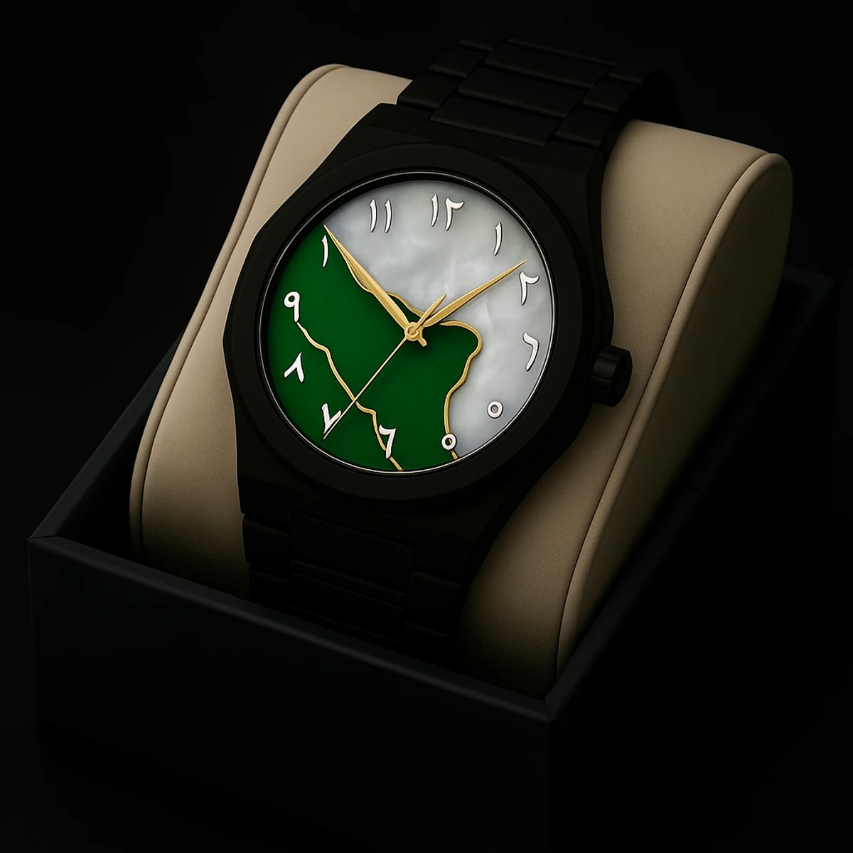 Arabic Plastic Carbon Fiber body Watch Dial Green or White Mix Colour Arabic Watch - এক পিস ব্যাটারি ফ্রি
