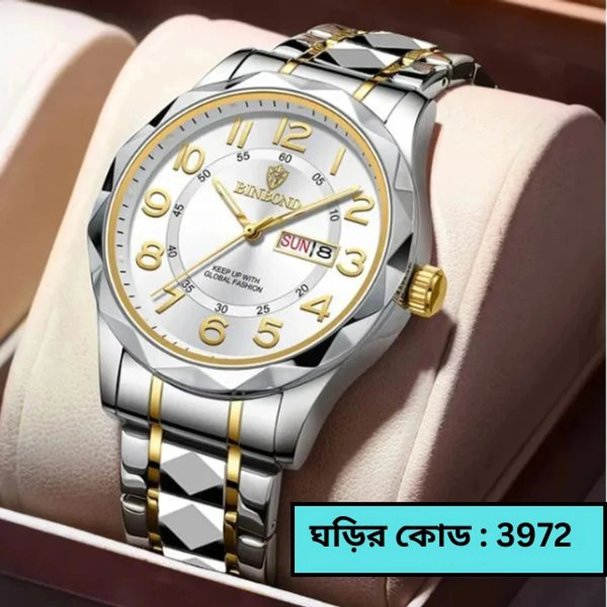 Luxury Binbond Dimon card Digain Stainless Steel Classic Waterproof Watch BINBOND MODEL 5663 CHAIN TOTON AR DIAL WHITE COOLER WATCH FOR MAN