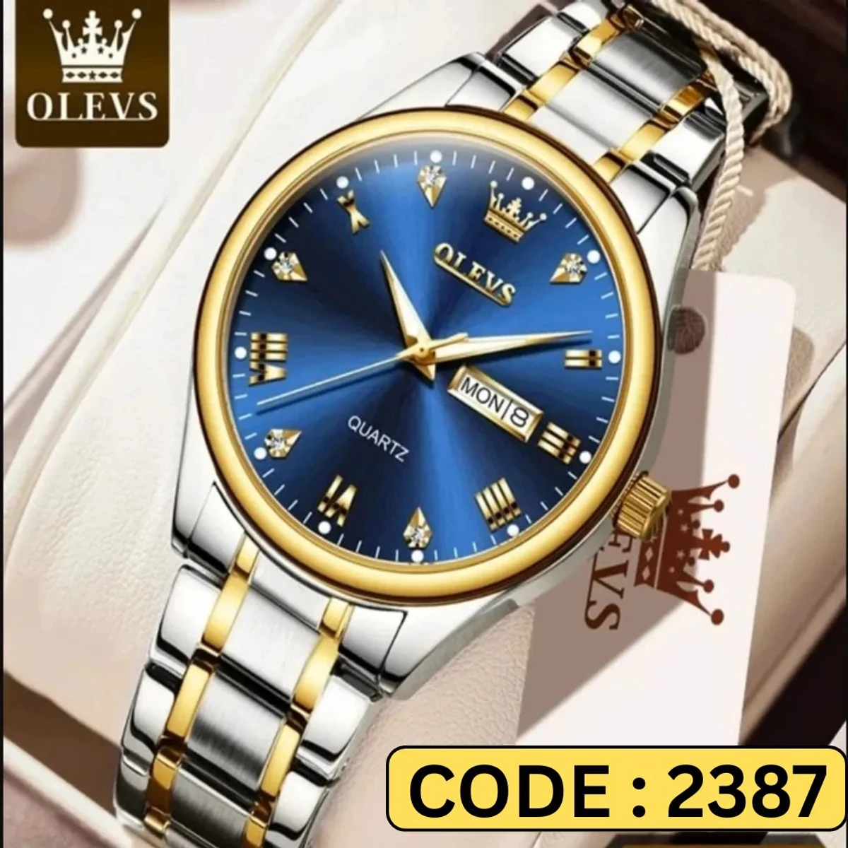 OLEVS WATCH  MODEL 5563  TOTON AR  Dial Blue Colour Watch for Man  + এক পিস ব্যাটারি ফ্রি।