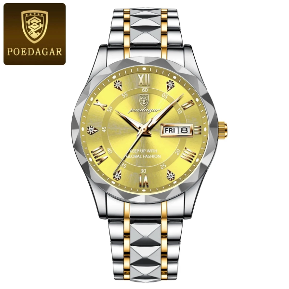 POEDAGAR WATCH MODEL 615 WATCH BUTTERFLY LOCK Toton ar Dial DOLDEN WATCH + এক পিস ব্যাটারি ফ্রি।