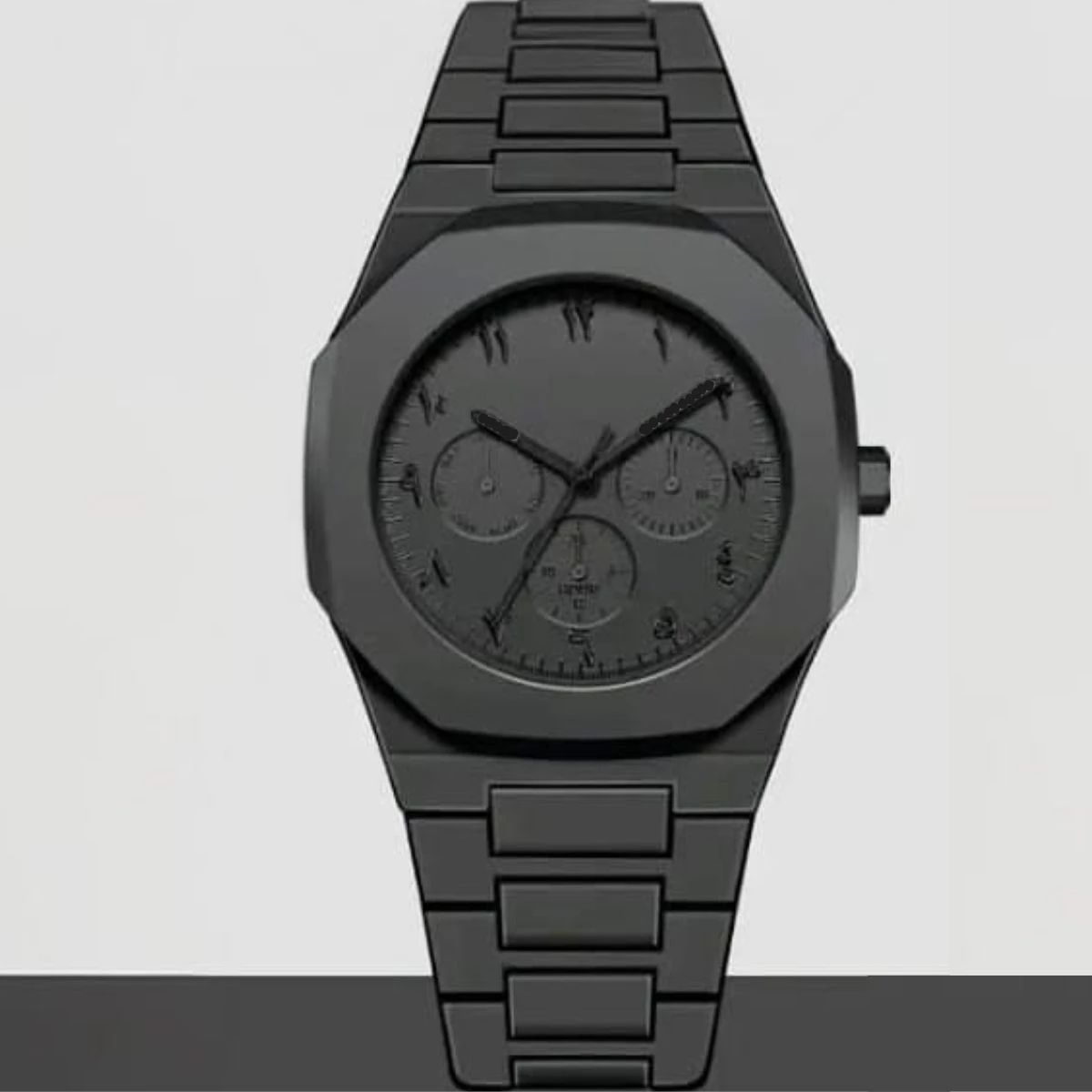 Arabic Full Black Colour Chronograp Dial Arabic Watch Plastic Carbon Fiber body Watch