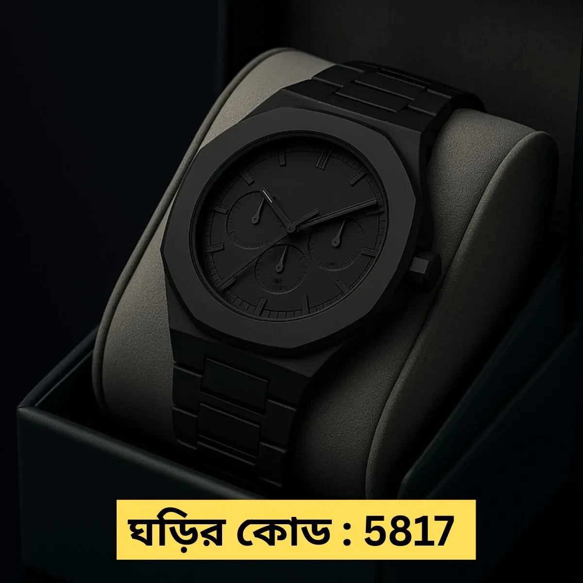 Roman Full Black Colour Chronograp Dial Roman Watch Plastic Carbon Fiber body Watch