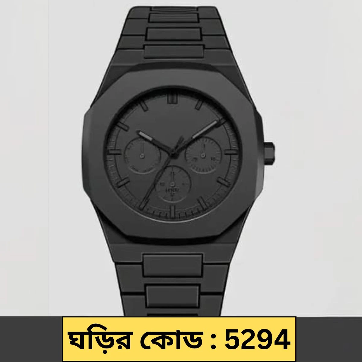 Roman Full Black Colour Chronograp Dial Roman Watch Plastic Carbon Fiber body Watch