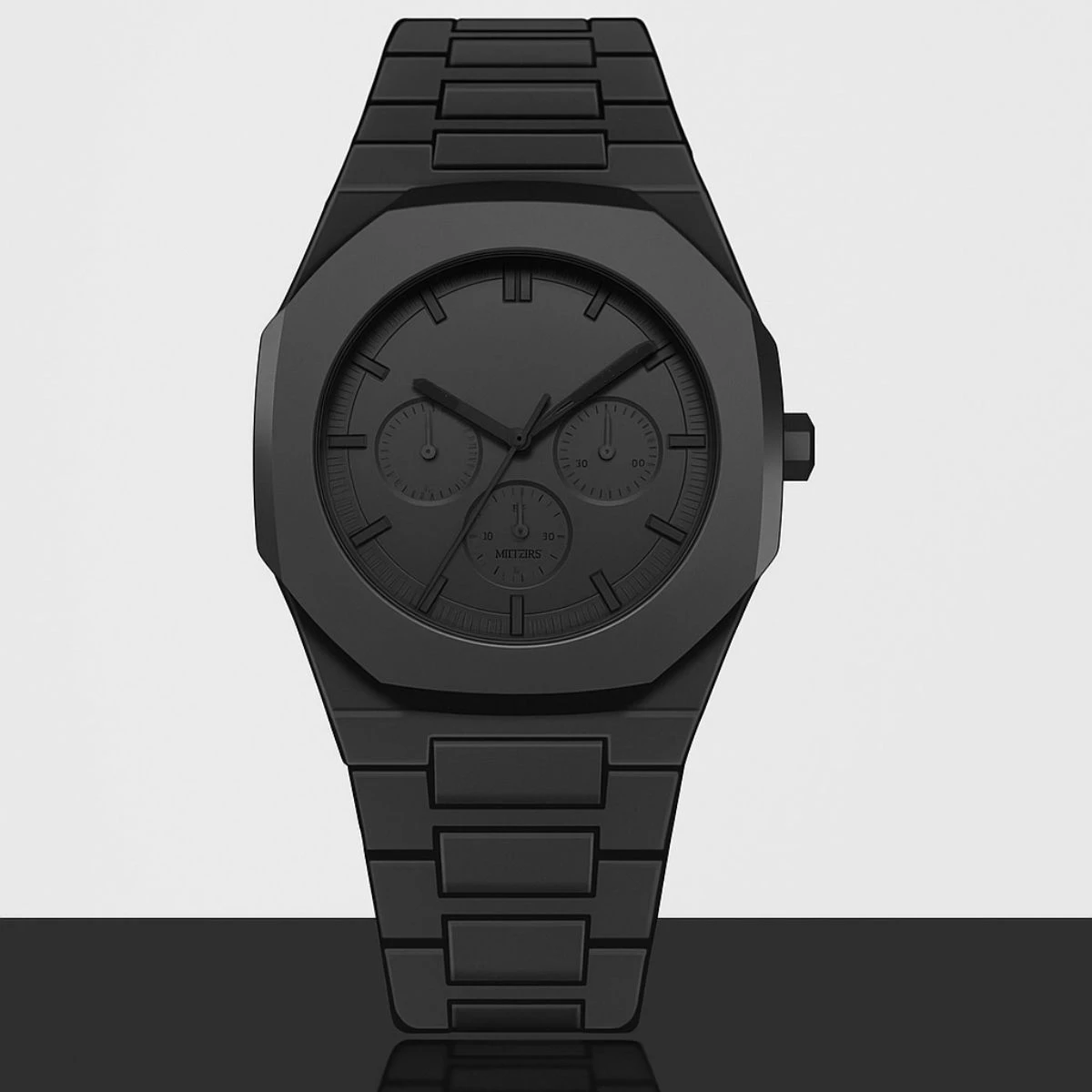 Roman Full Black Colour Chronograp Dial Roman Watch Plastic Carbon Fiber body Watch