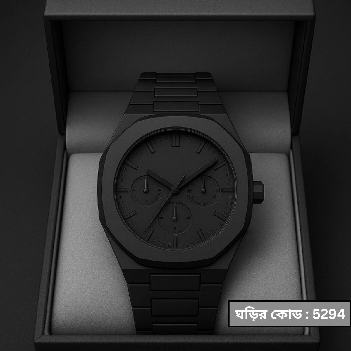 Roman Full Black Colour Chronograp Dial Roman Watch Plastic Carbon Fiber body Watch