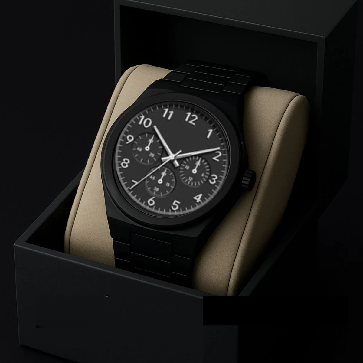Arabic Plastic Carbon Fiber body Watch Full Black Colour Watch Dial one two three mix chornograf